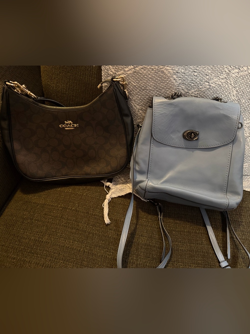 Coach Black Signature Shoulder Bag & Light Blue Leather Crossbody